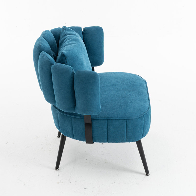 Small-Space Friendly Design Modern Accent Armchair, Chenille+Blue