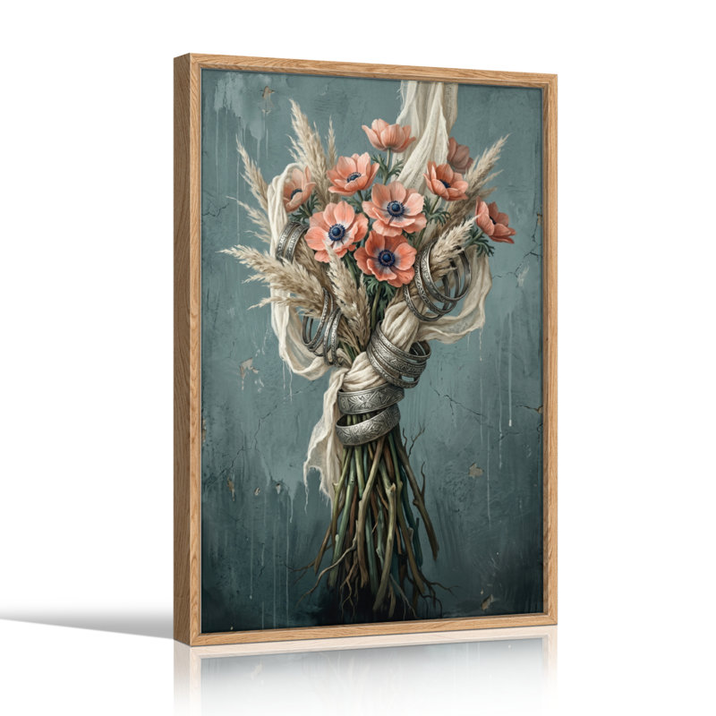 Ensemble de 1 tableau sur toile « Bouquet floral », 24"H x 18"W, Natural