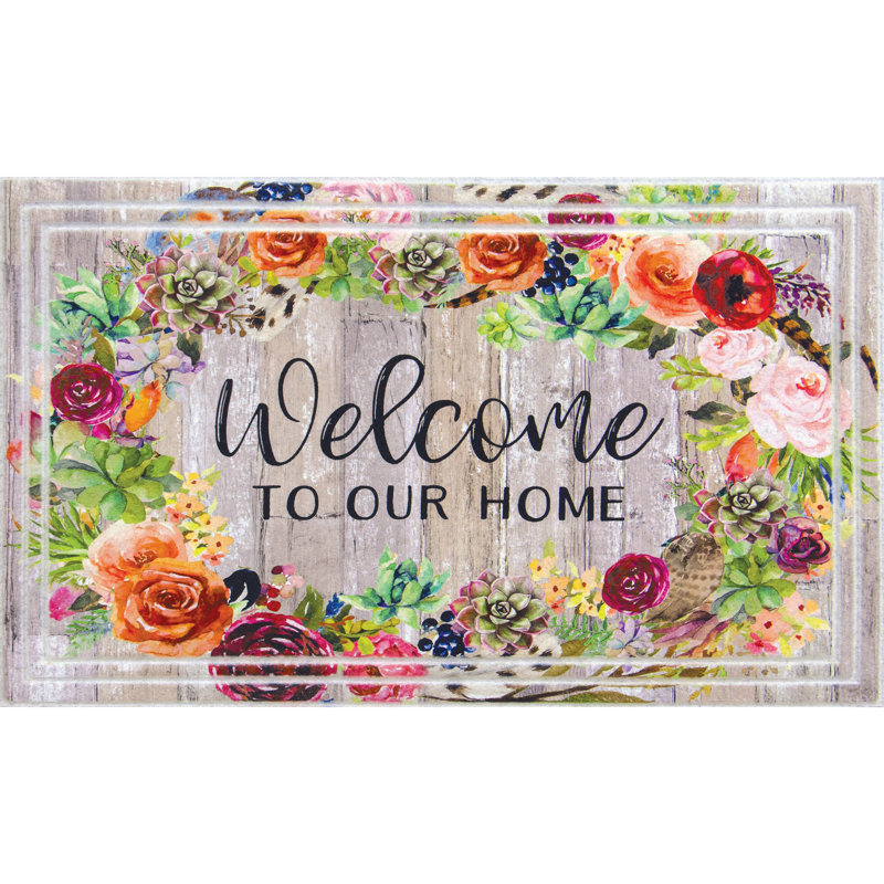 Paillasson d'intérieur et d'extérieur Welcome To Our Home Flowers and Succulents