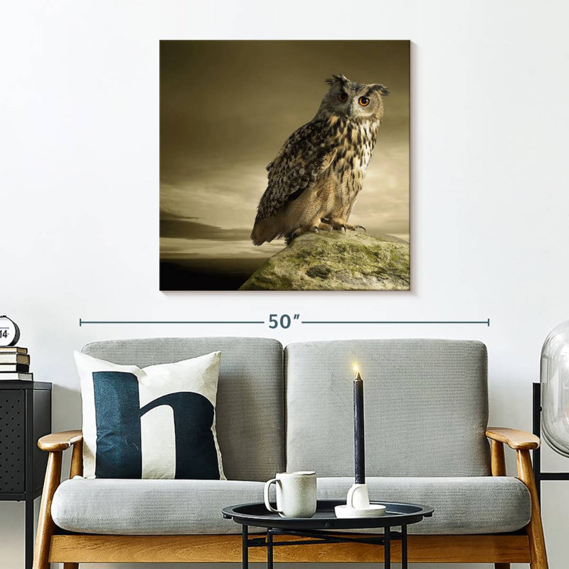 Brampt Owl On A Rock, 30" H x 30" W