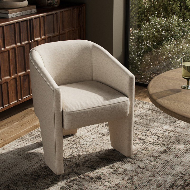 Chaise avec accoudoirs rembourrée Tillison, Taupe Nova