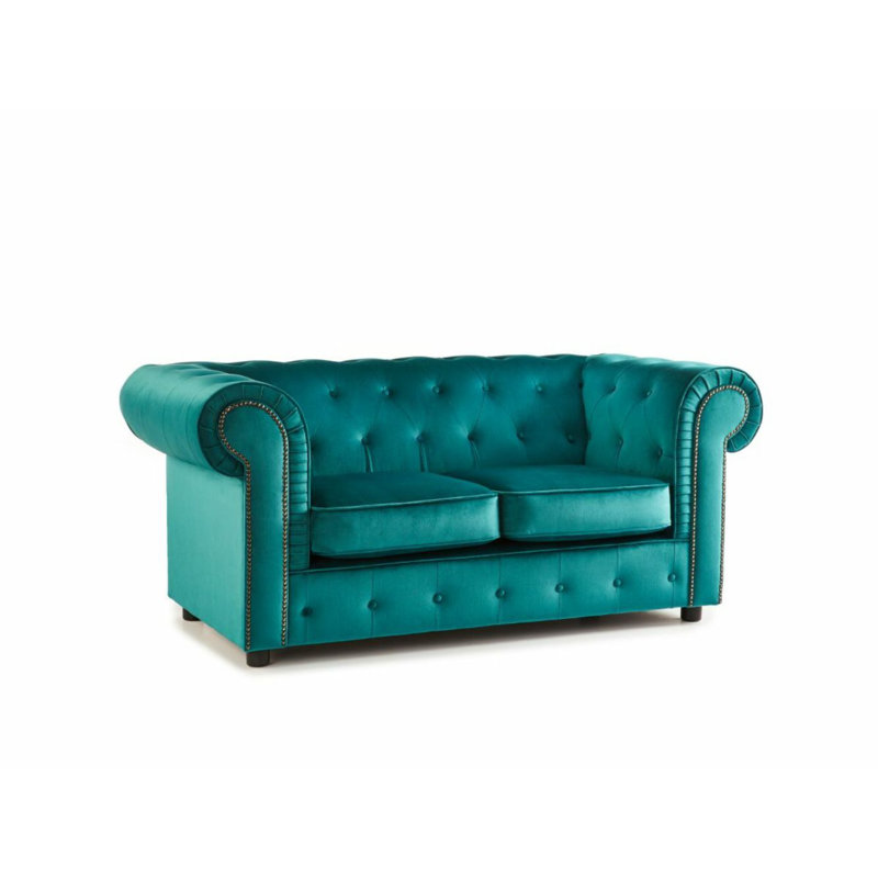 Aaron 2 Seater Velvet Sofa, 2, Green
