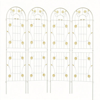 Paquet de 4, support pour fleurs en treillis d'extérieur résistant à la rouille 71 po x 19,7 po, blanc crème