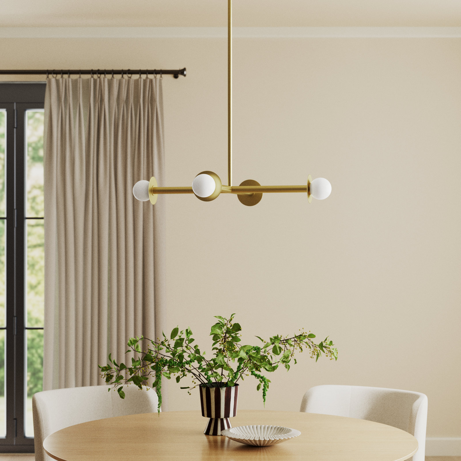 Allegra 30" W 4-Light Metal Linear Chandelier, Burnished Brass