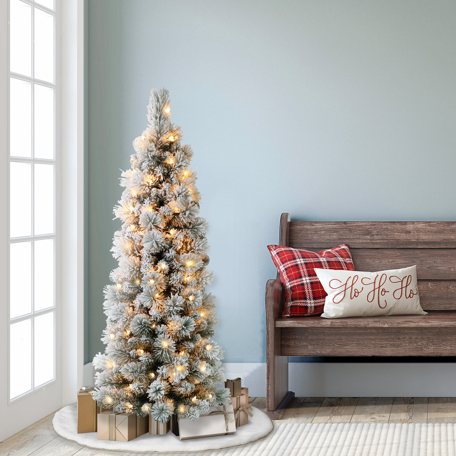 Lighted Artificial Pine Christmas Tree, 4.5' H