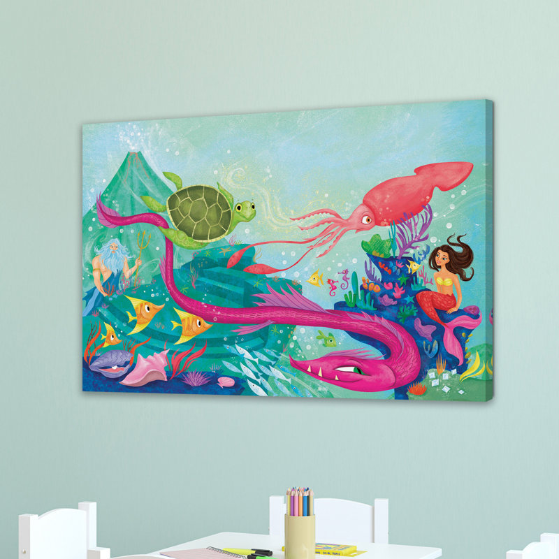 Sea Friends - Graphic Art on Canvas, 30cm H x 45cm W