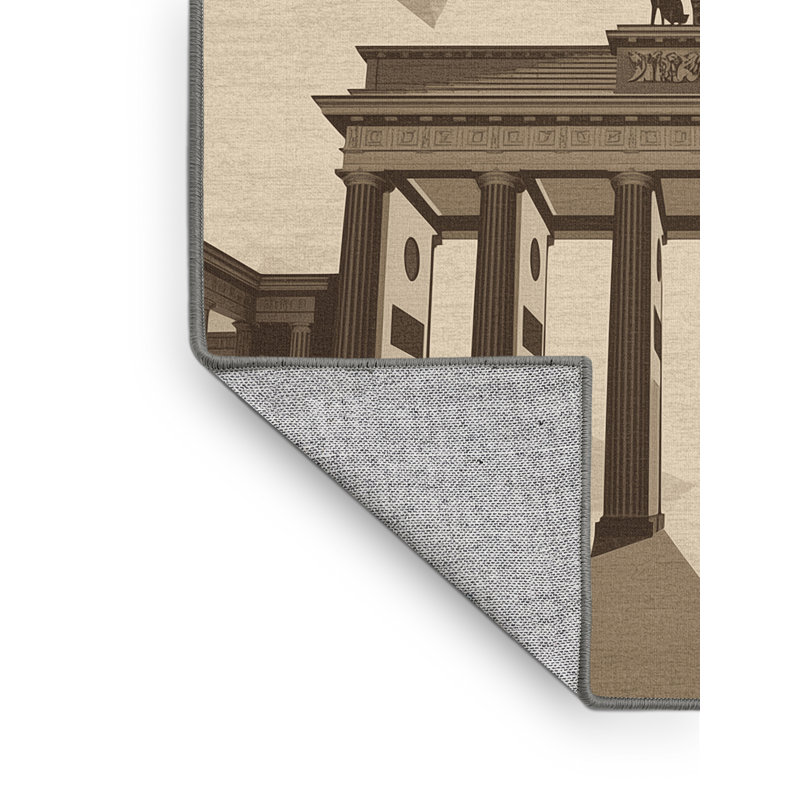 Machine Washable Pandelica Berlin Brandenburg Gate Modern Rug in Gray – Gray Binding, 5x8