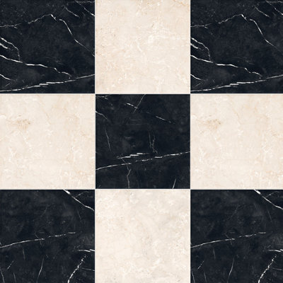 Tavari Checkerboard 10X10 Marquina And Botticino