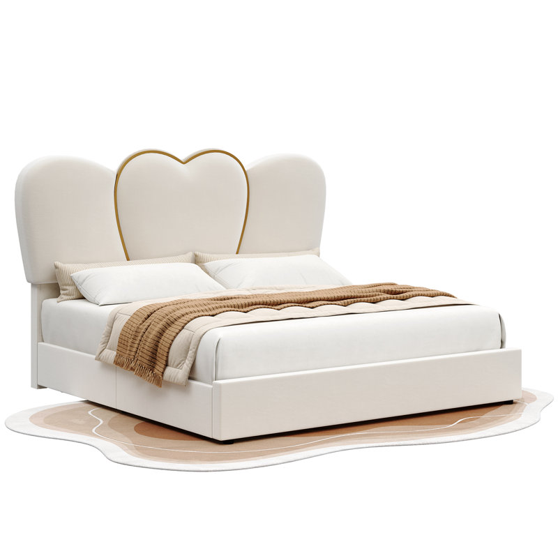 Kraus Velvet Upholstered Platform Storage Bed with LED Lights, Queen