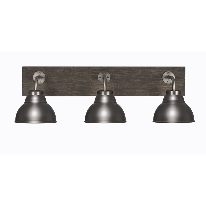 Barre d'éclairage de salle de bain 3 lumières Oxbridge avec finition en métal à double bulles de 7 po, Nickel