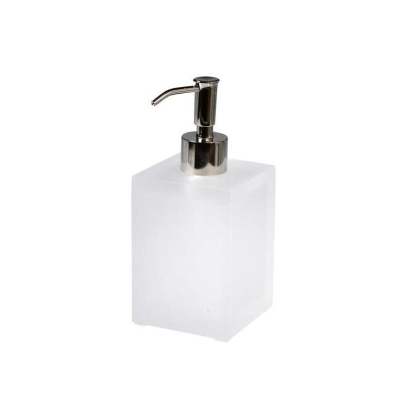 Mike + Ally Luxury Ice Lucite Refillable Lotion & Liquid Soap Dispenser, Silver/Frosted Snow