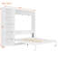 Grand lit escamotable mural avec tablettes, blanc