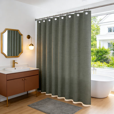 Linen Textured Shower Curtain (Sage)