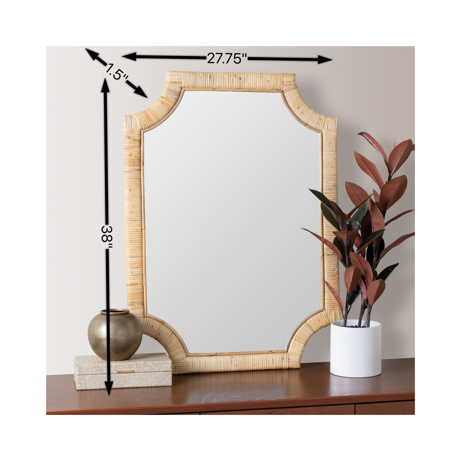 Citrine Rattan Flat Mirror
