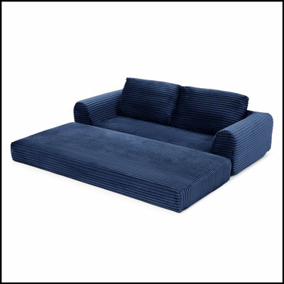 2-in-1 Folding Convertible Sofa Bed, Modern Corduroy Sleeper Couch with 2 Pillows, Futon Modular Upholstered Boneless Sofa with Pull-Out Bed, Ideal for Living Rooms and Guest Spaces