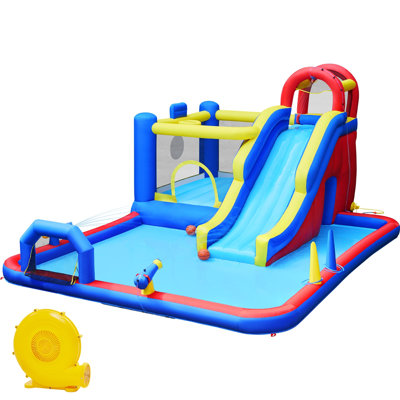 Toboggan gonflable 18,4 pi x 13 pi avec maison gonflable pour enfants (avec souffleur)