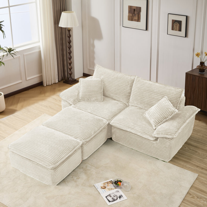 Canapé-lit Khalif Corduroy, Beige