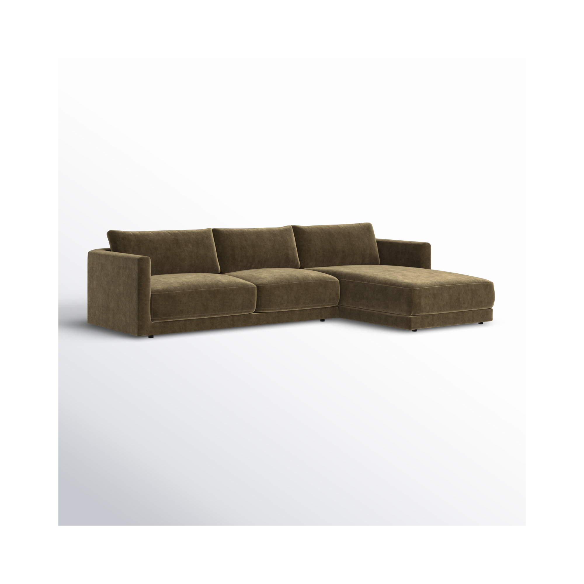 Vervino Upholstered Sectional, Right Hand Facing, Moss Olive Green Performance Chenille