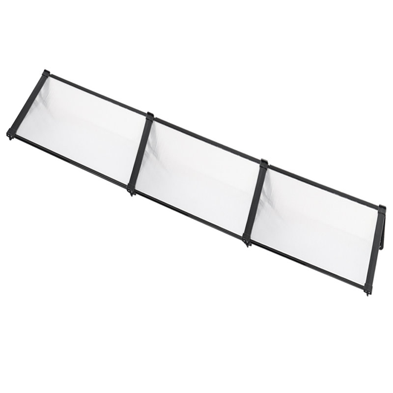 Dakota Fields 270cm W x 90cm D Plastic Cover Retractable Door / Window Awning, Clear/Black