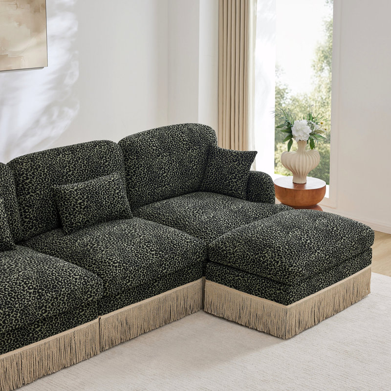 Canapé Comfy Chenille Leopard, Chenille verte
