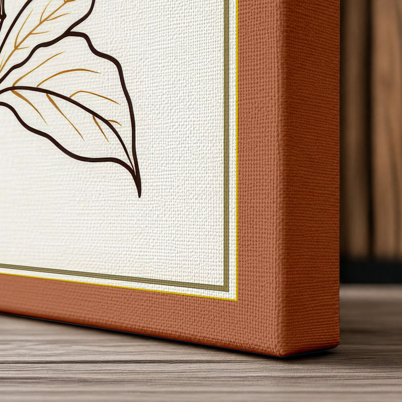 Lotus in Line Botanical 1 Piece Wrapped Canvas Wall Art, 30x20 - 76.2 x 50.8 cm, Terracotta Border