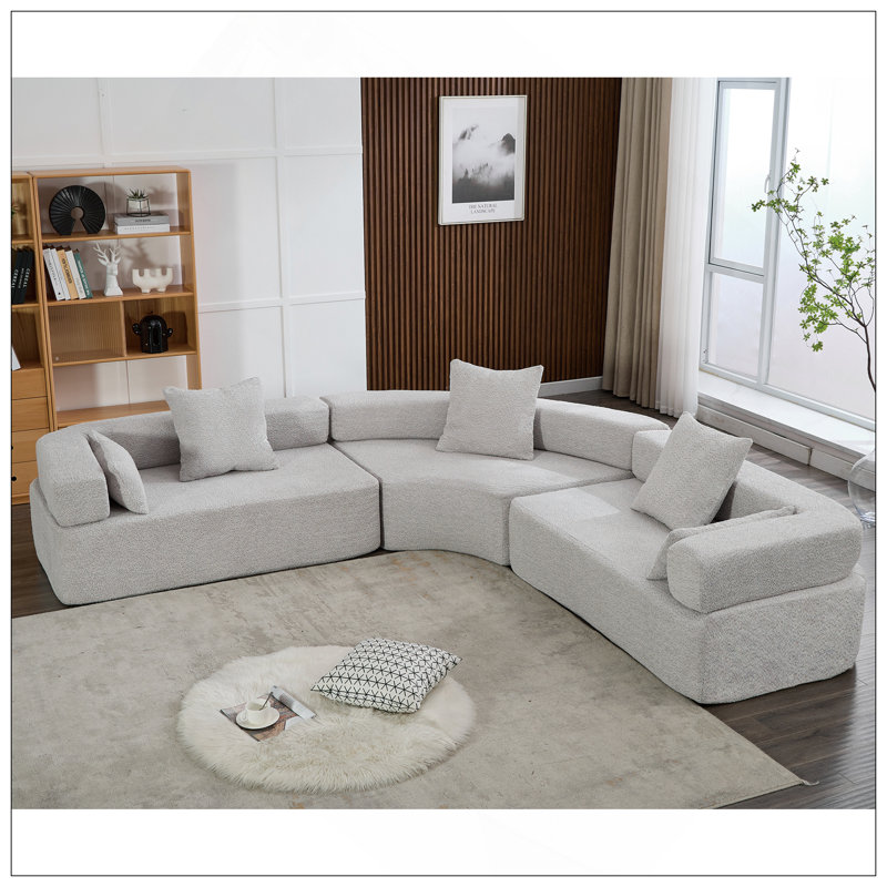 Canapé combiné surdimensionné, canapé incurvé, canapé rembourré 4 places pour le salon, combinaison libre moderne modulaire 3 pièces, canapé modulaire semi-circulaire, Boucle
