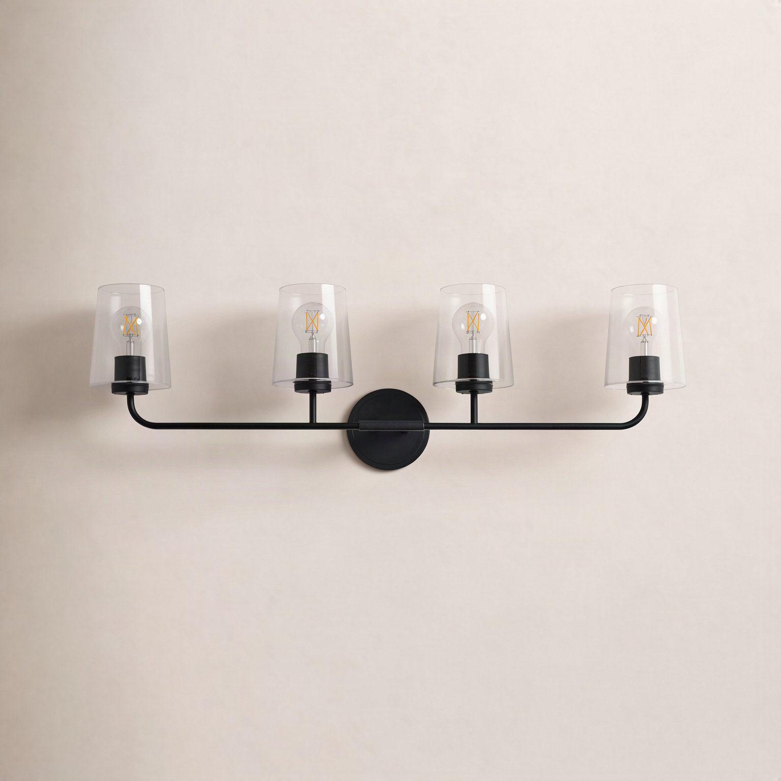 Verbena 4 Light Transparent Dimmable Vanity Light, Black