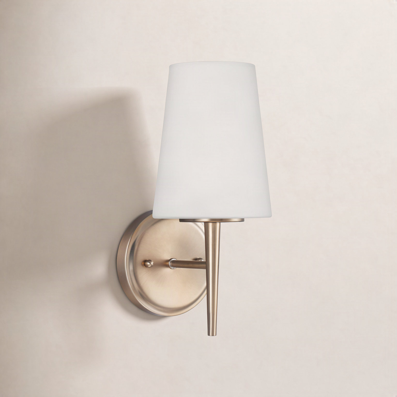 Erlandson Single Light Glass Dimmable Armed Sconce, 100W A19 Medium, Satin Bronze