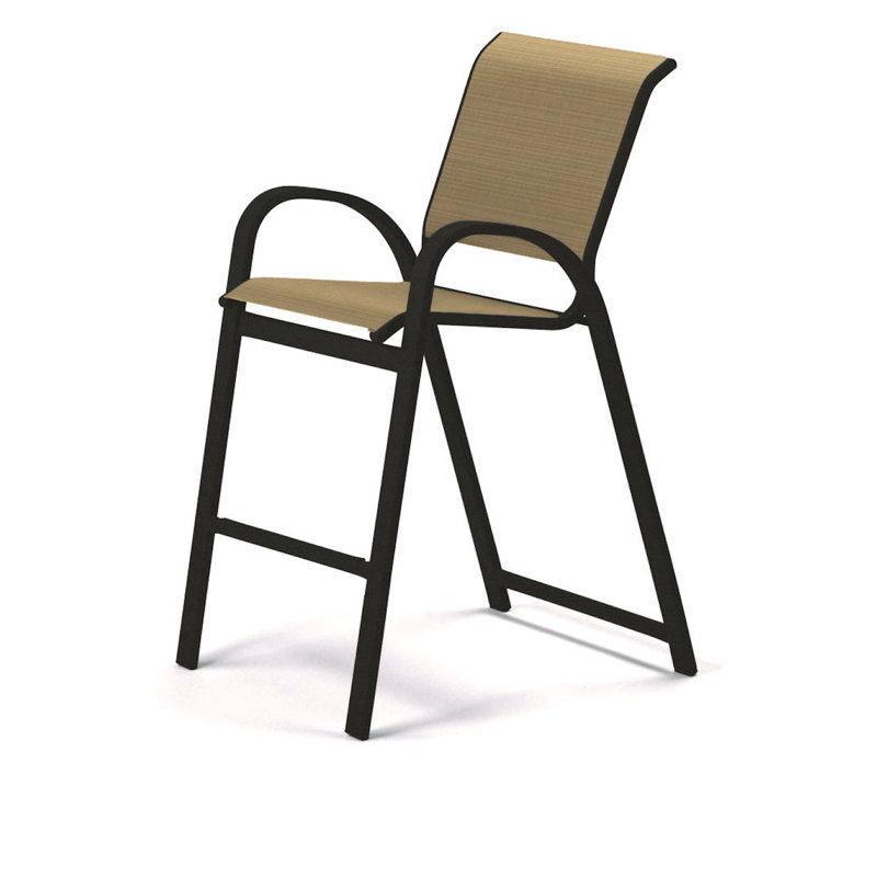 Tabouret de bar Holna, Rouge 1D Sunbrella®, Graphite texturé