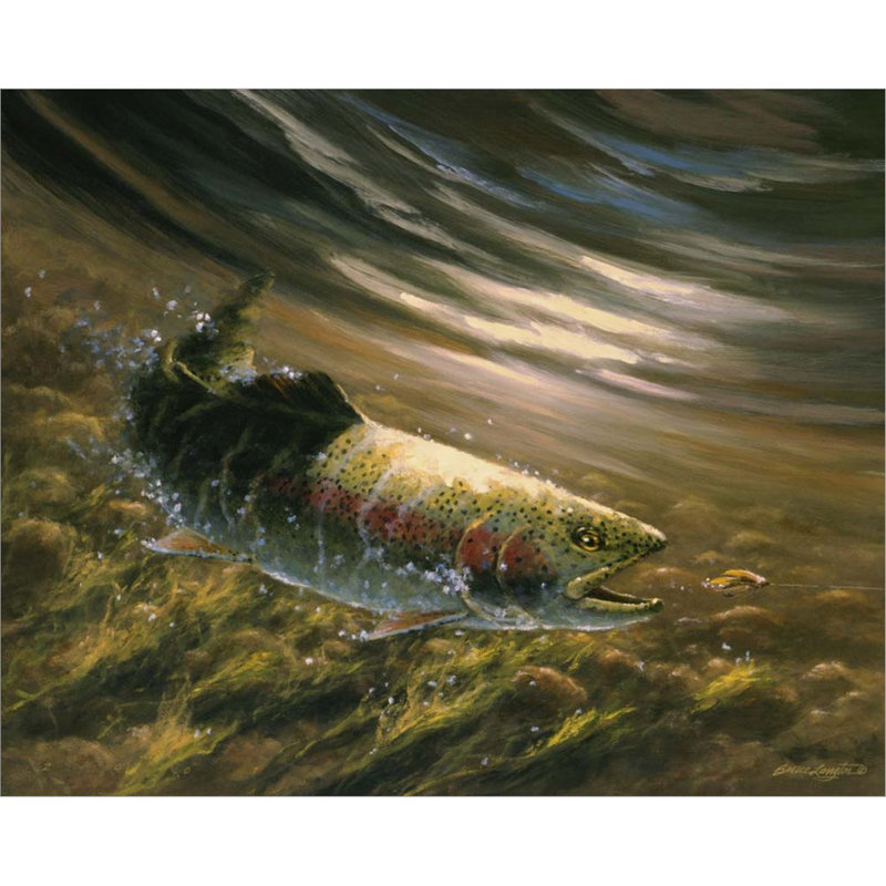«The Chase - Rainbow Trout» par Bruce Langton, art mural sur toile