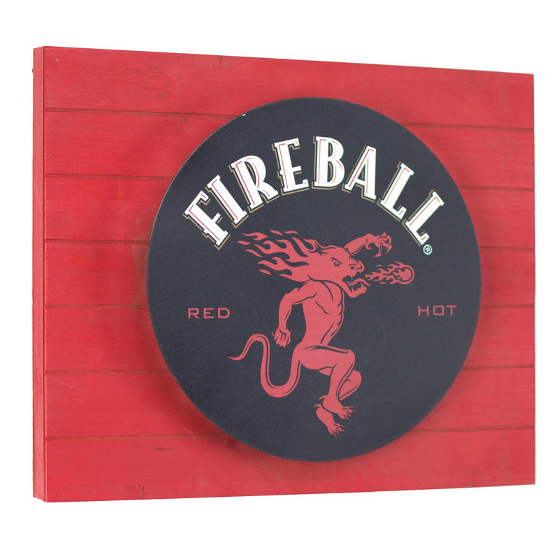 Black and Red Fireball Whisky Vintage Metal LED Sign