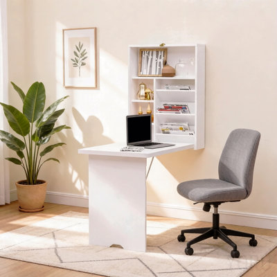 Premium Look Convertible Writing Desk, Wall Mounted Design Office Desk, Floating Gaming Desk, Timeless Style Computer Desk(Only Including Office Desk)