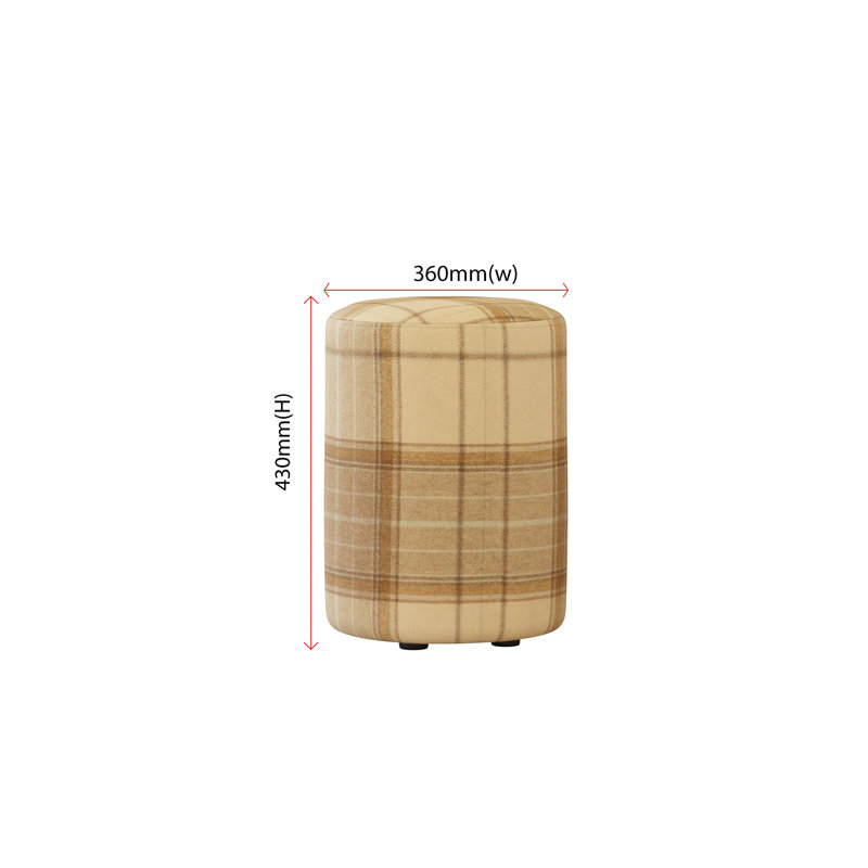 Tartan Fabric Round Stools Tartan , Grey