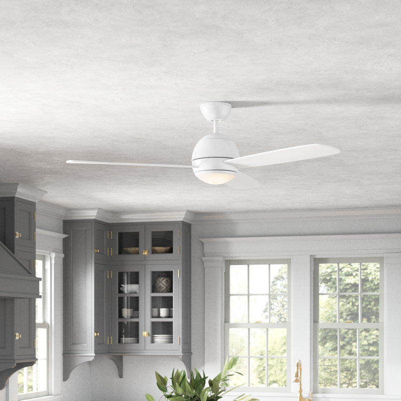 Erina 52'' Matte White 3 Blade Ceiling Fan with LED Light Kit