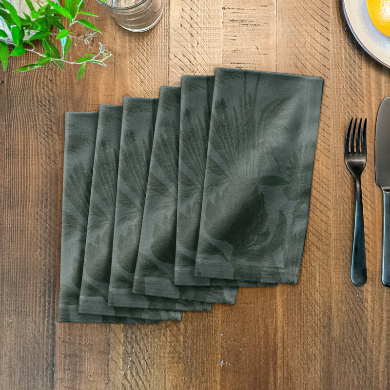 Floral Rectangle Napkin, Emerald Green Tones
