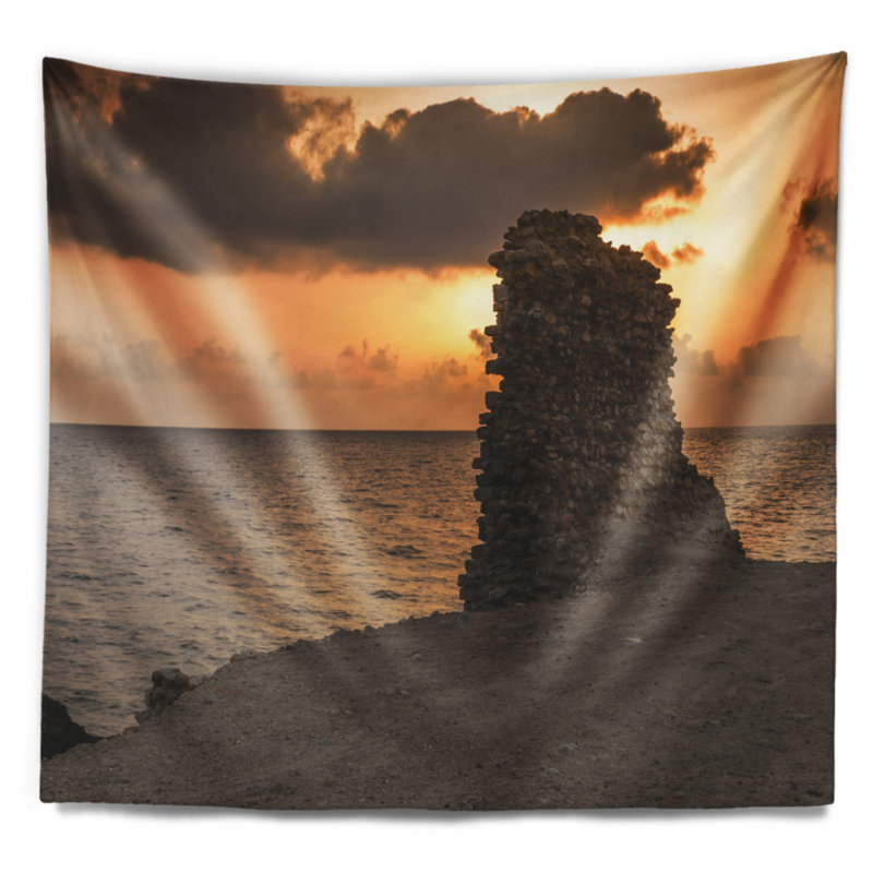 Tapisserie à coucher de soleil ruins, H 50 po x l 60 po
