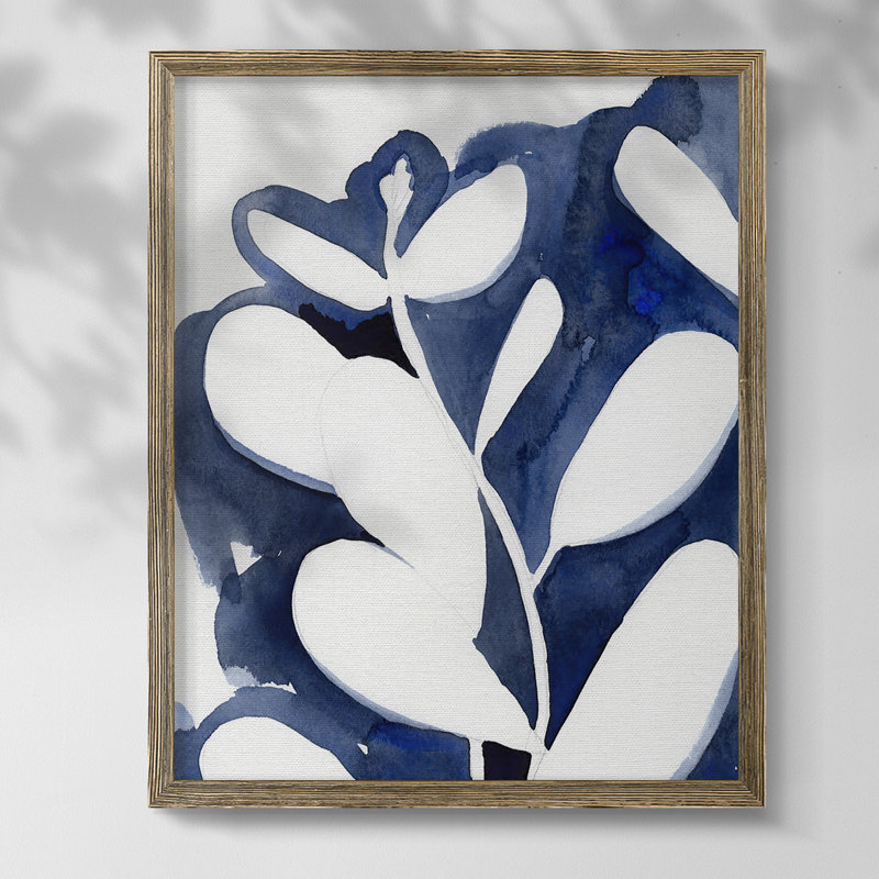 Blue Eucalyptus II - Matted and Framed Under Acrylic Glass, Large Living Room Wall Art, 37.5" H x 27.5" W x 1" D, No Mat