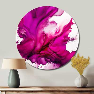 Ancien mystère in Viva Magenta II - Art abstrait rond en métal