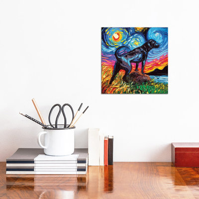 Black Labrador Night II by Aja Trier - Wrapped Canvas Print