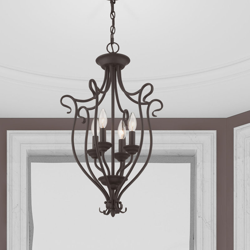 Lustre géométrique à 4 lumières Aquala, Bronze