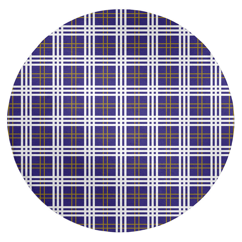 Tapis à carreaux mauve, Rond 5 pi