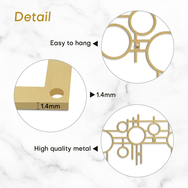 Wall Decor Metal, Gold, 6" H x 18" W x 0.05" D