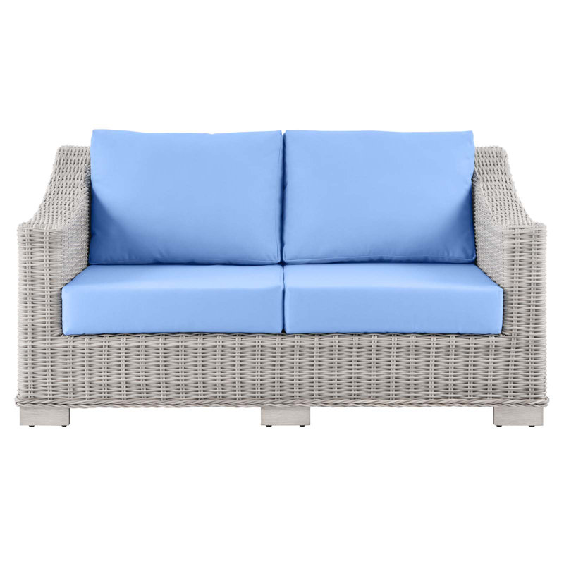 Causeuse d'extérieur en rotin Modway Conway, Bleu clair