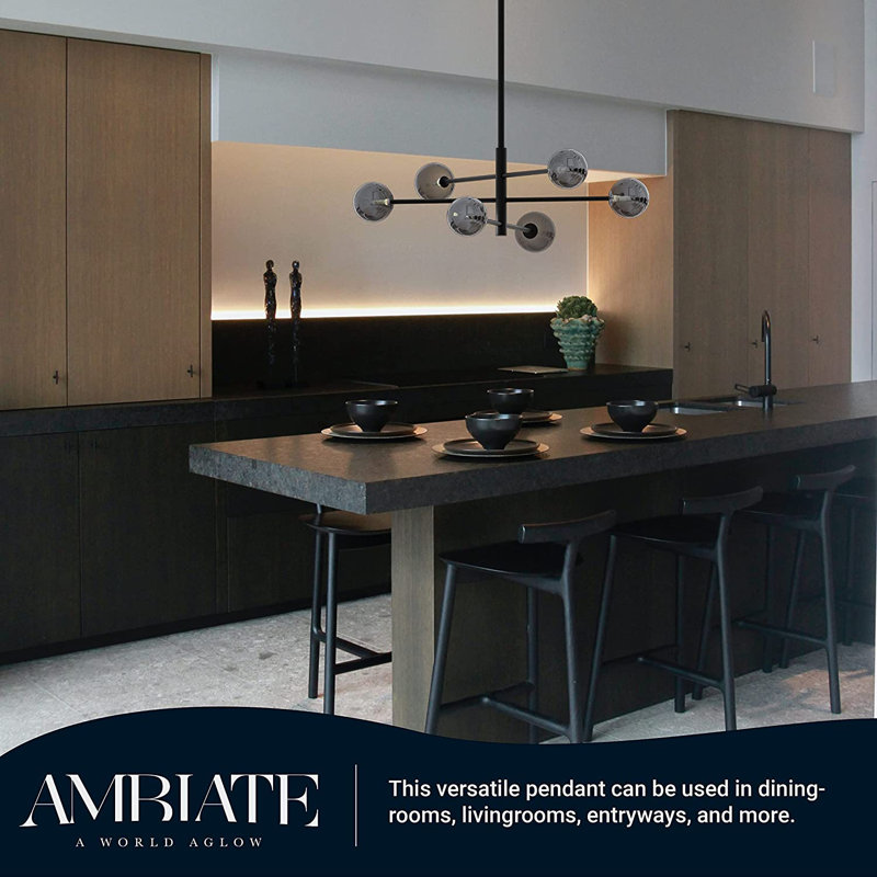 6 - Light Dimmable Sputnik Modern Linear Chandelier