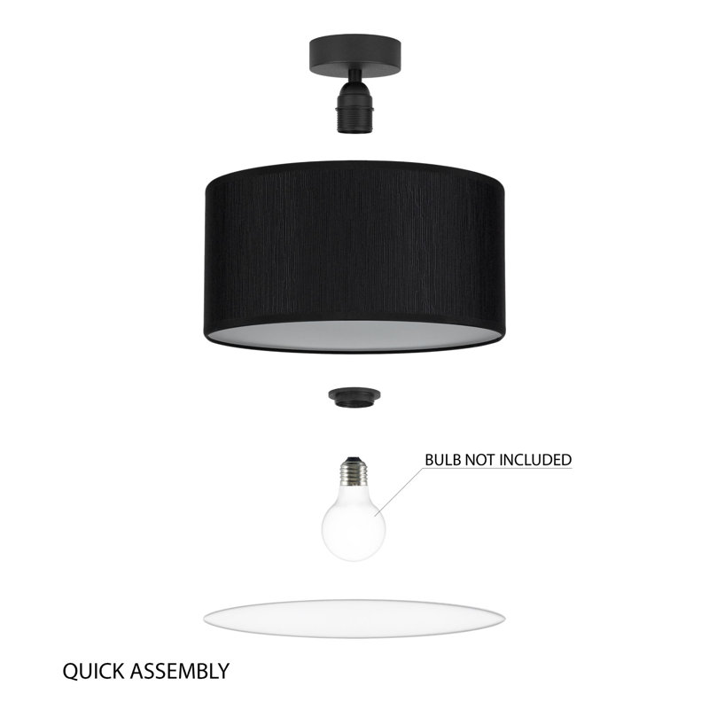 Doce Flush Mount, Black, 20cm H x 30cm W x 30cm D