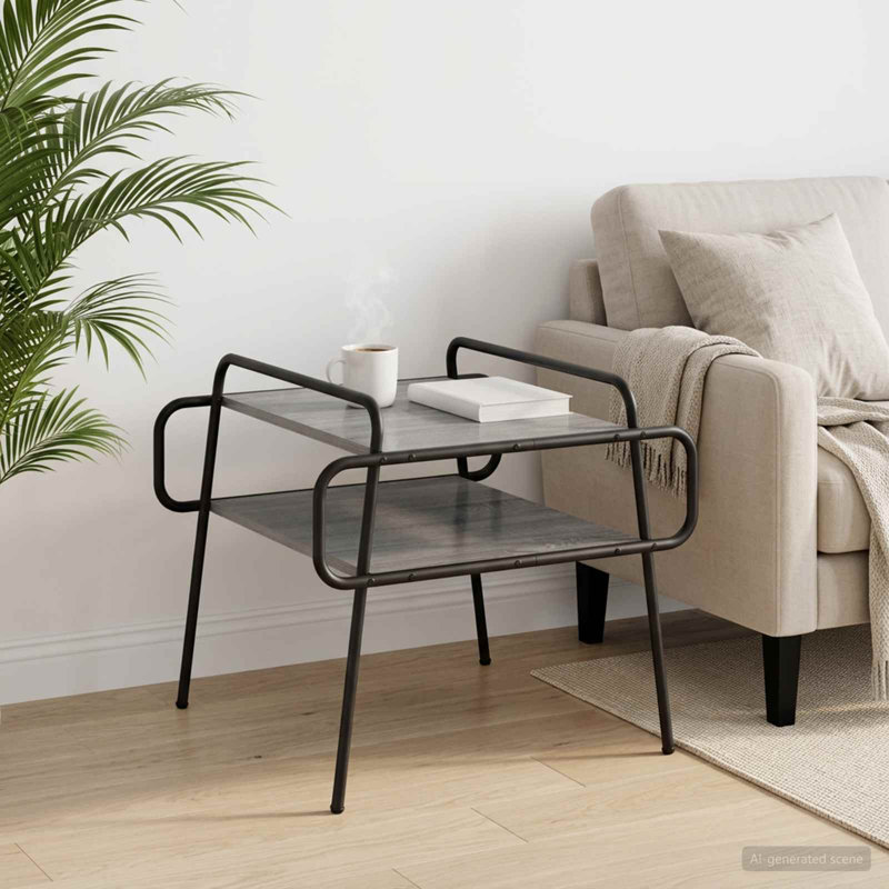 Coffee Table, Grey Sonoma, 51cm H x 50cm W x 50cm D, Grey Sonoma / Black