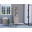 Armoire à linge Jannès, deux tablettes ouvertes, porte simple, finition gris clair-1430741819