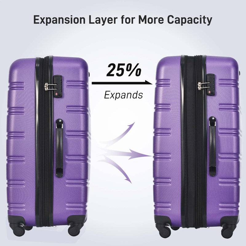 3 Piece Luggage Set Hardside Spinner Suitcase with TSA Lock 20" 24" 28" Available