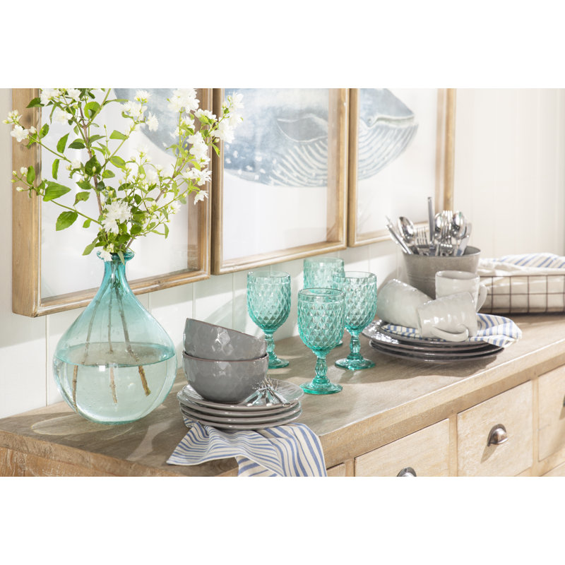 Tahitian Diamond Slate and Stone 16-Piece Stoneware Dinnerware Set