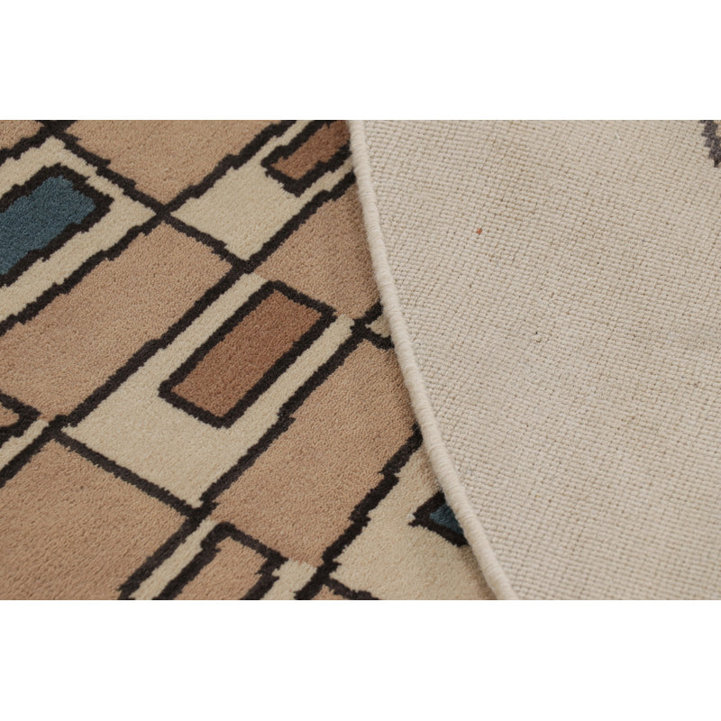 Rug & Kilim’S French Art Deco Style Circle Rug In Beige With Geometric Patterns